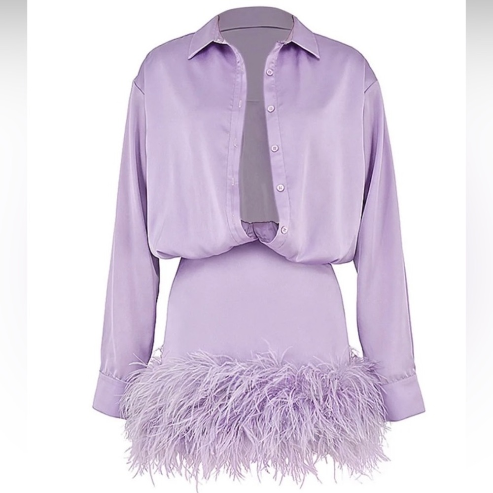 Never worn feathered hem dress!